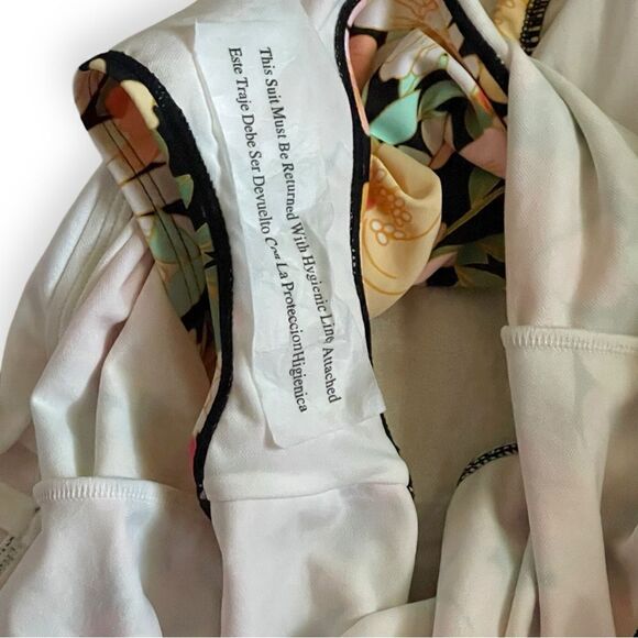 Shade&Shore Multi Floral Halter Keyhole Bandeau Tie Back One Piece Swimsuit NWT - Picture 14 of 16